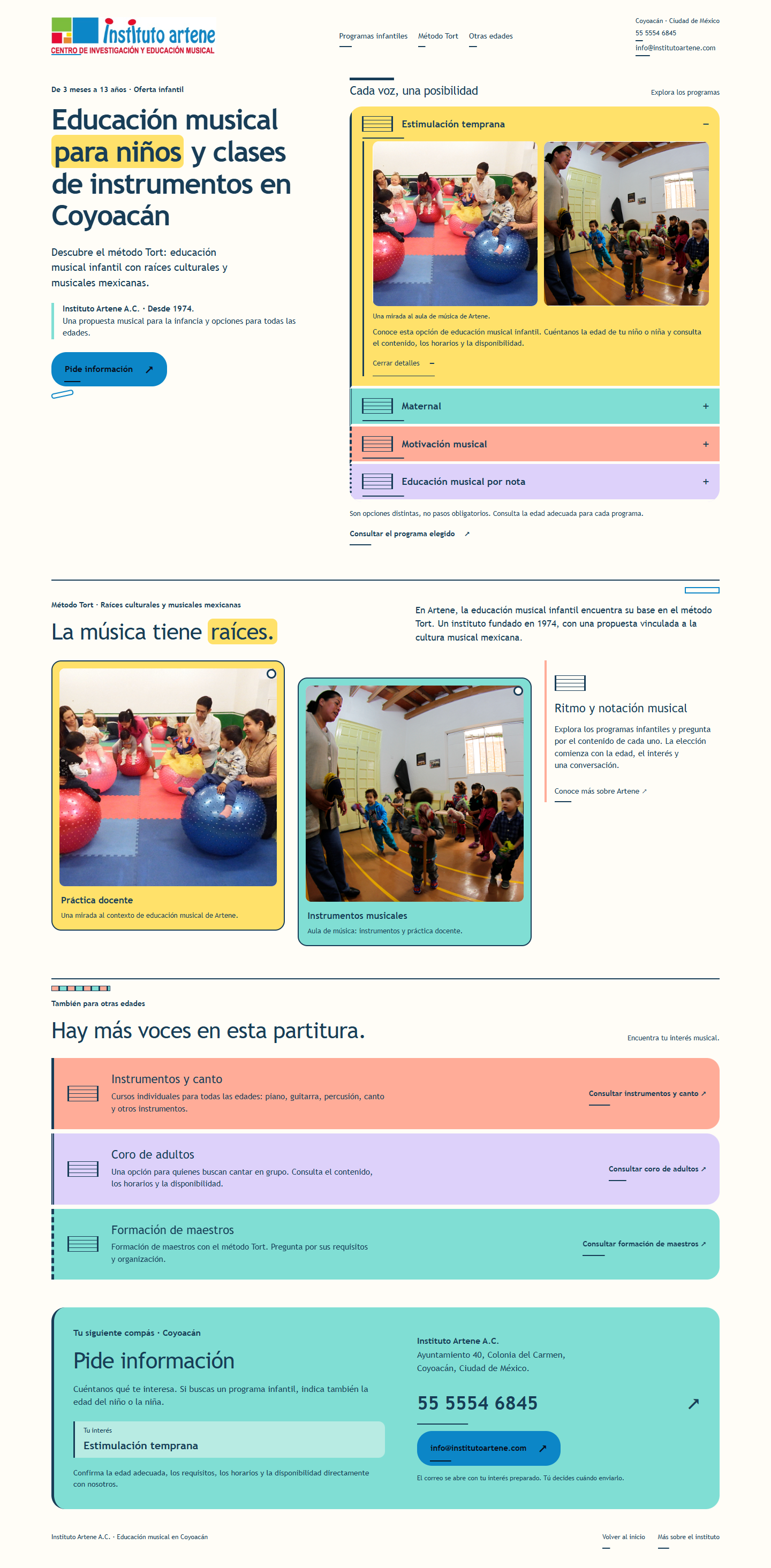 Concepto de homepage para Instituto Artene