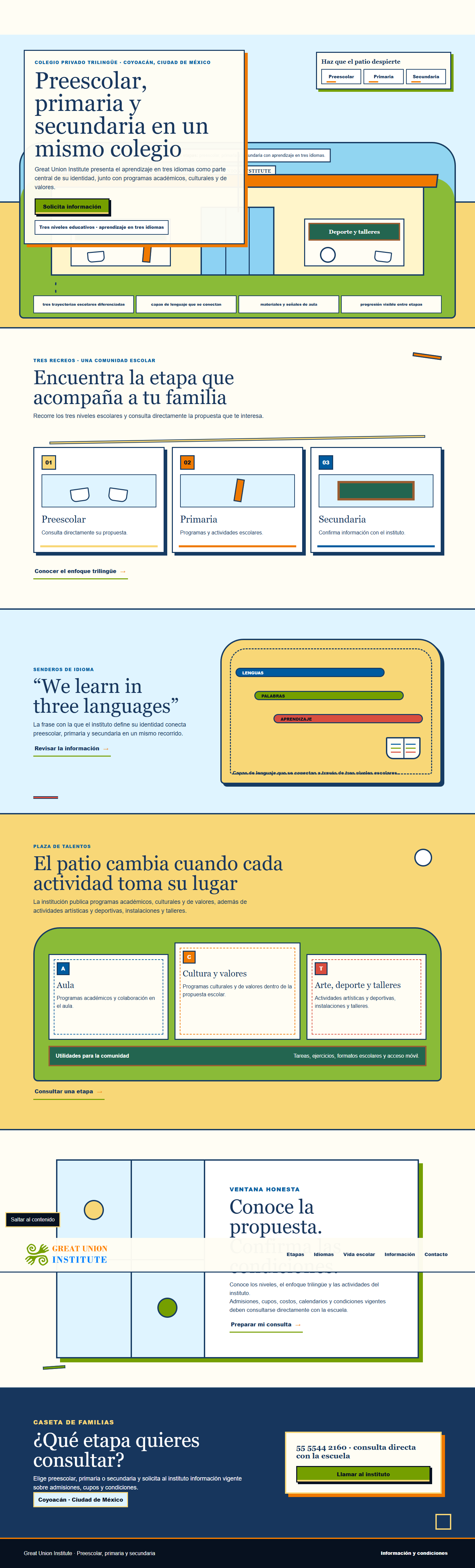 Concepto de homepage para Great Union Institute